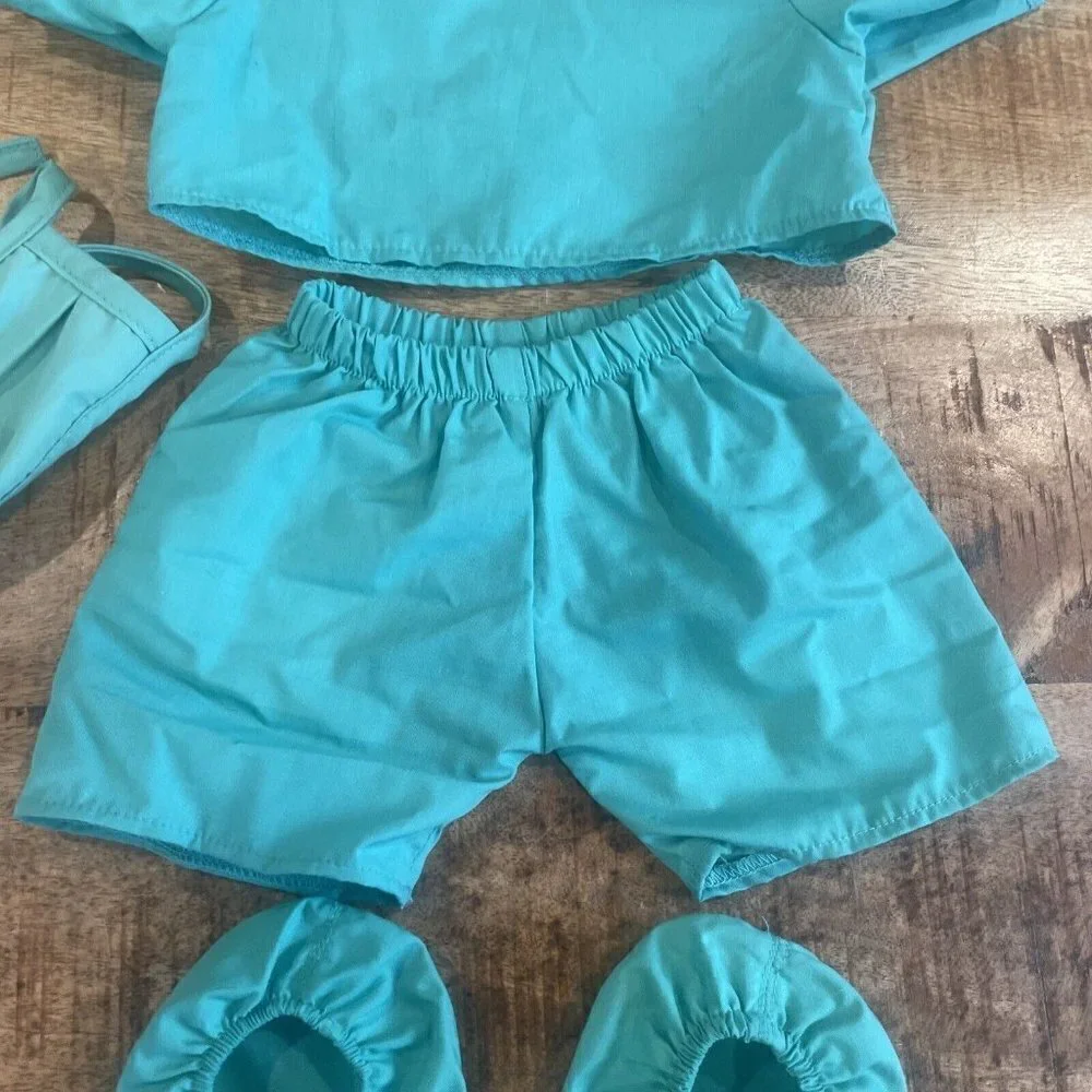 Build A Bear Green Scrubs Set Doctor Nurse Medical Surgery Outfit Mask NO HAT